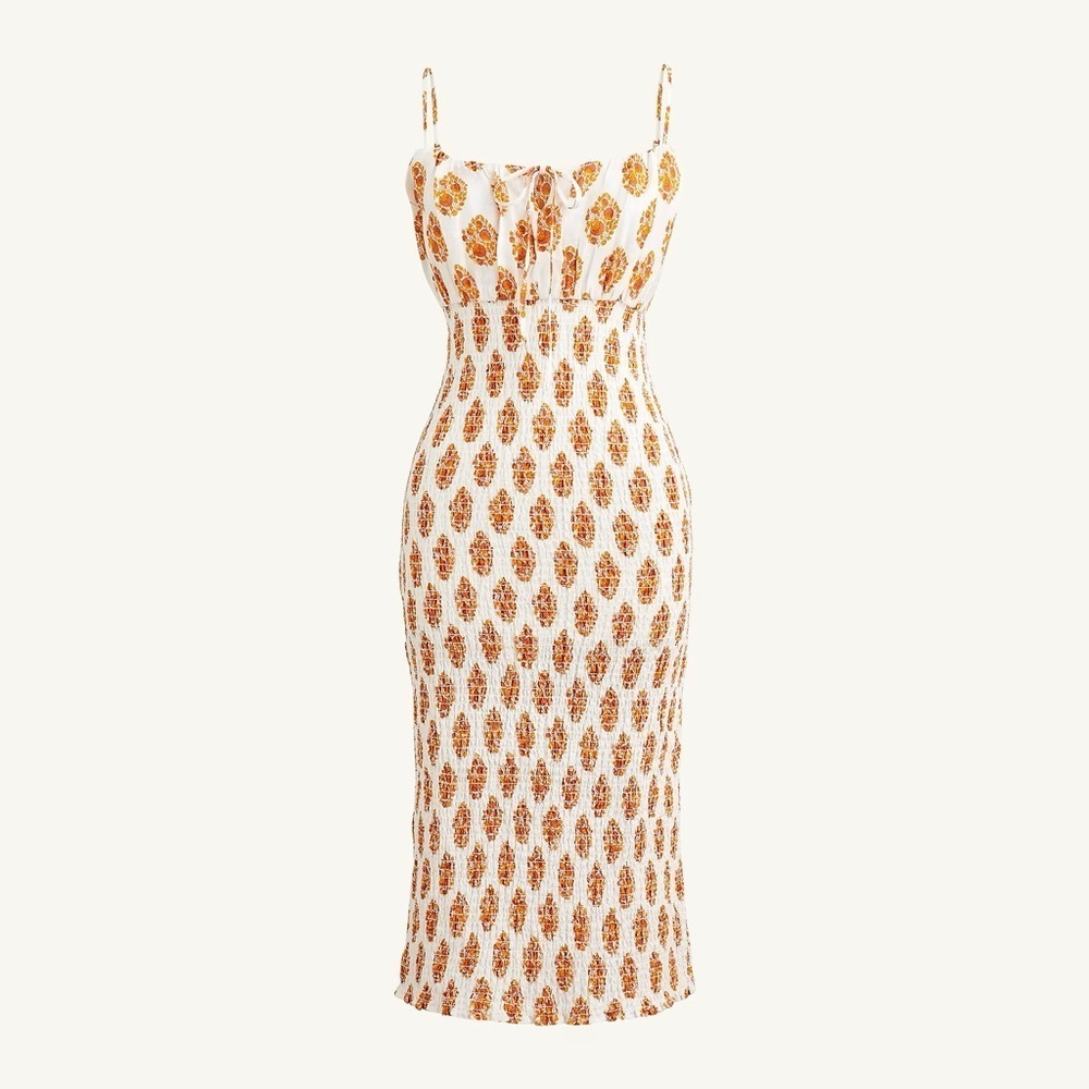 JCREW Smocked linen dress in gathered floral block print
NWT
